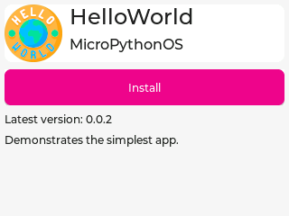 Hello World Install Screenshot