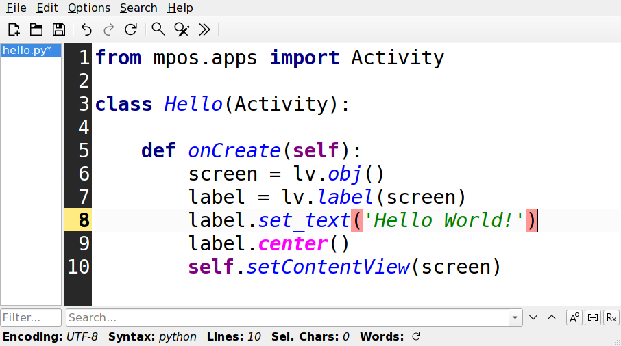 Hello World Source Code Screenshot
